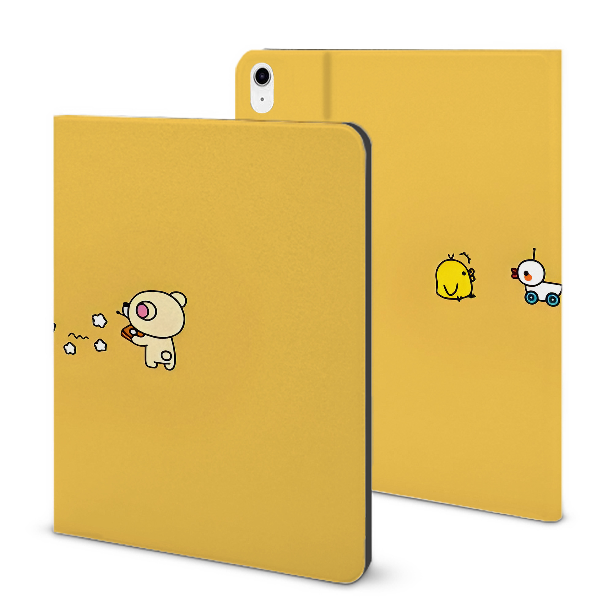 （画像用） リラックマ リラックマ キイロイトリ Rilakkuma Korilakkuma Kiiroitori IPad ケース ブック型 PUレザー TPU 耐衝撃 軽量 薄型 ペン収納なし 全面保護 IPad 各モデル対応